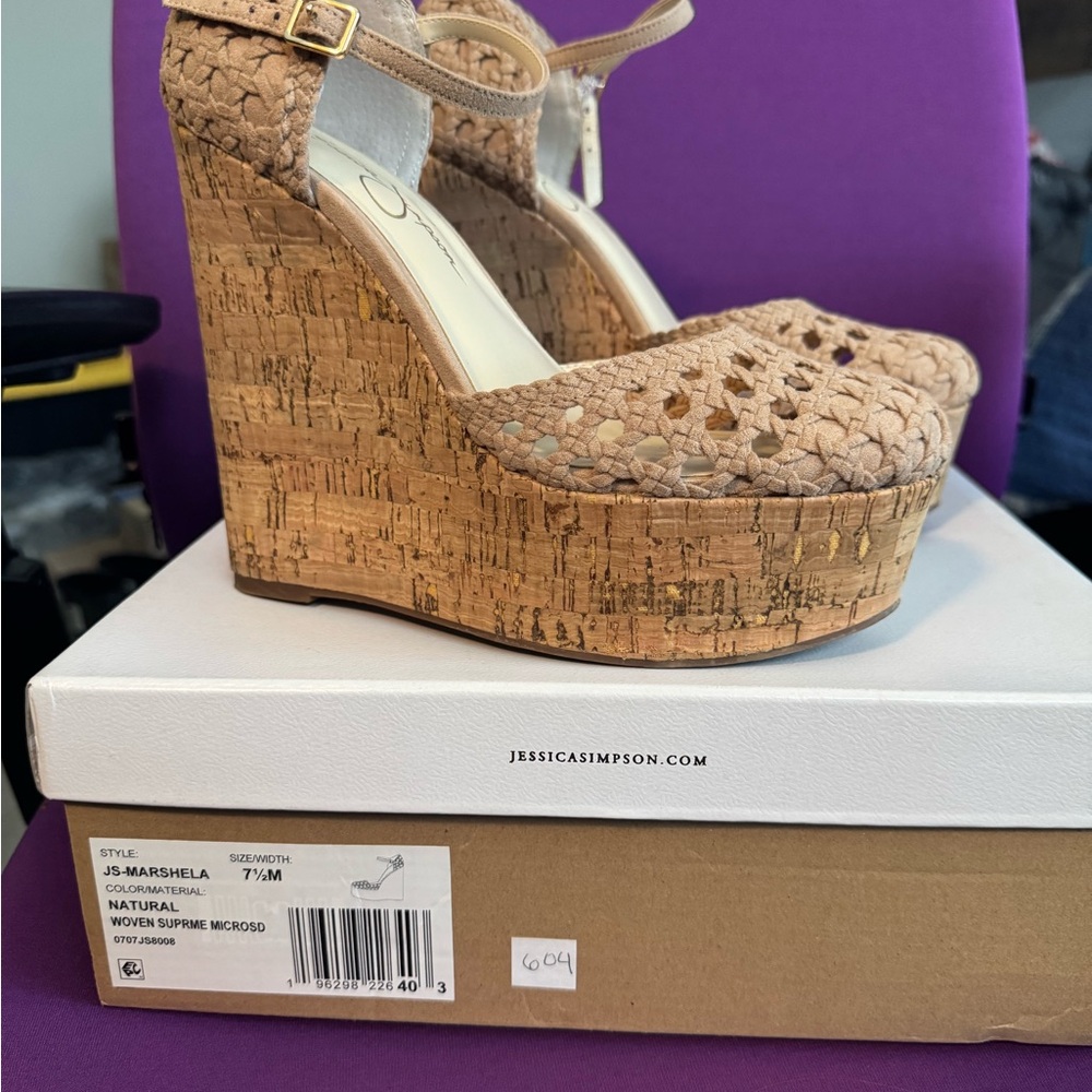 Jessica Simpson Women's Natural Cork Wedge Sandals